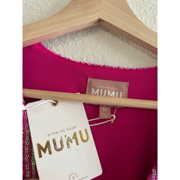 Show Me Your Mumu Party Hop Pink Disco Sequins Mini Dress M NWT - Picture 7 of 9